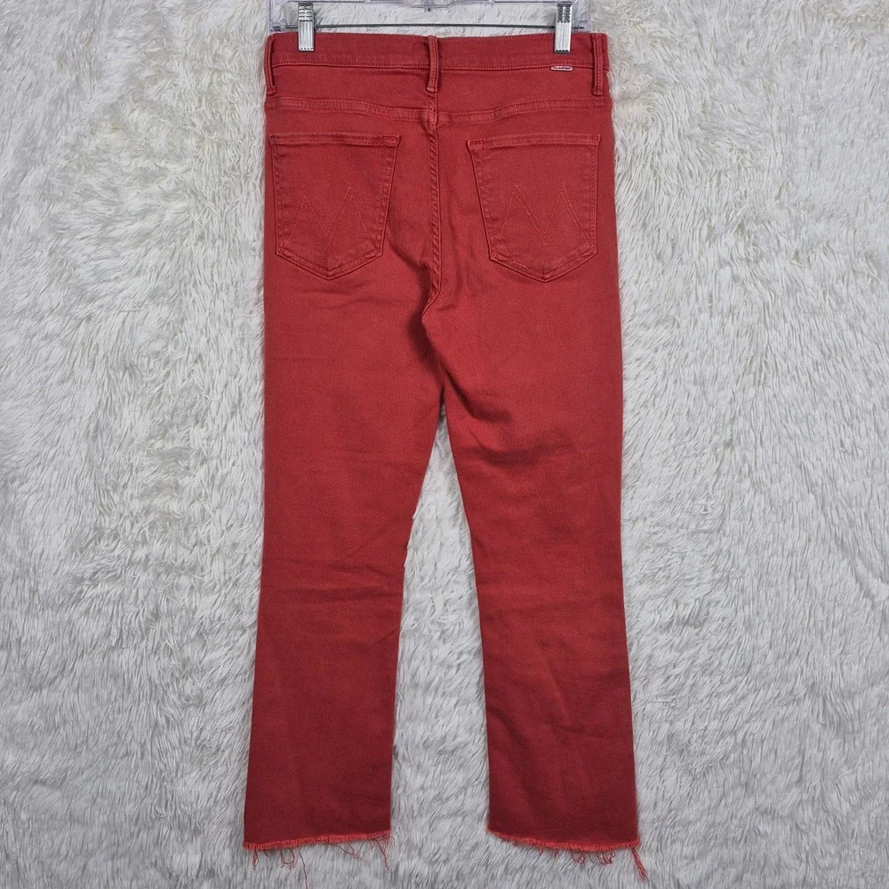 Mother The Insider Crop Step Fray Jeans Hot Rod Red 30 Womens Bootcut
